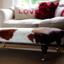Bespoke Footstool With Turned Leg And Brass Castors